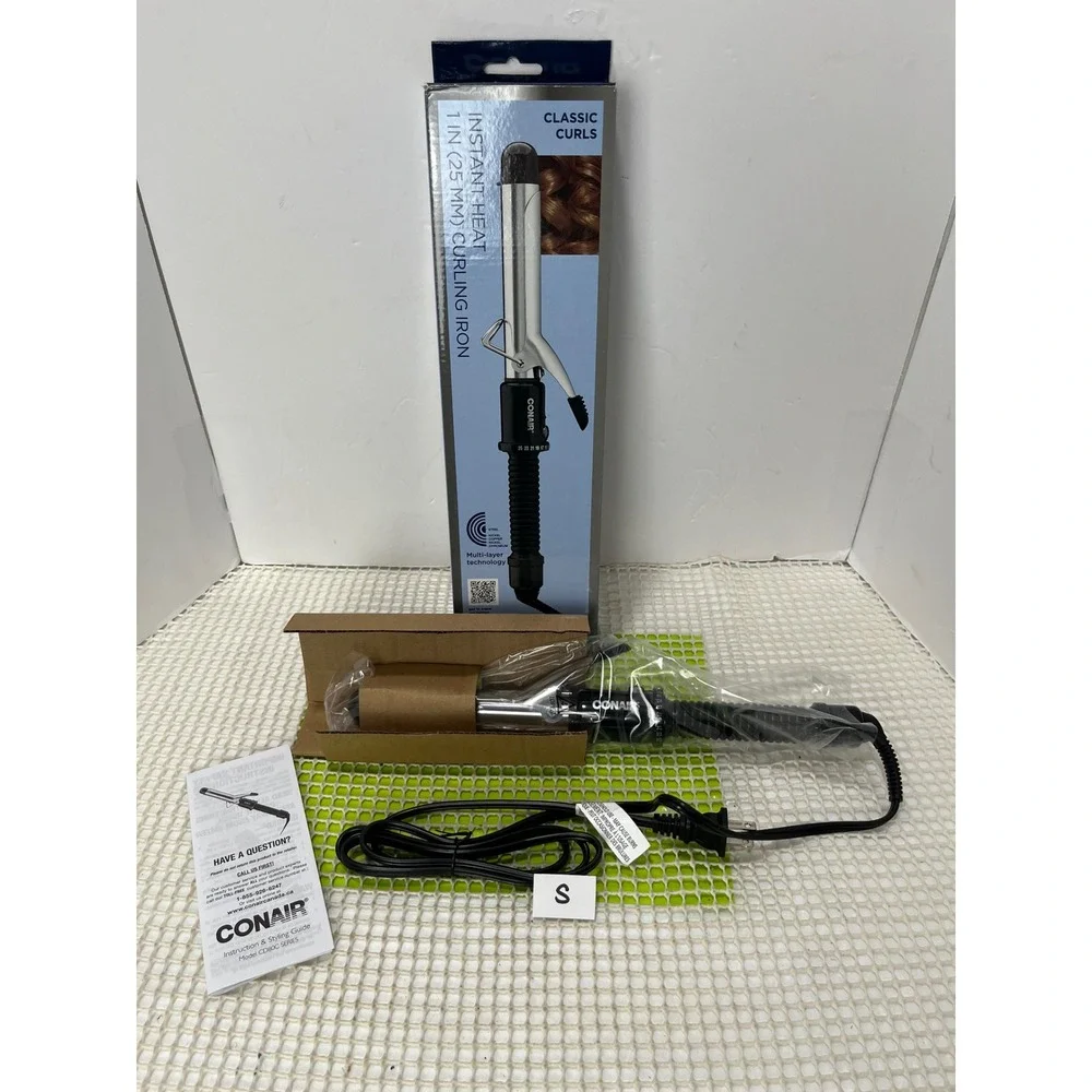 Conair Instant‎ Heat 1 Inch Curling Iron Classic Curls Black New Damaged Box S